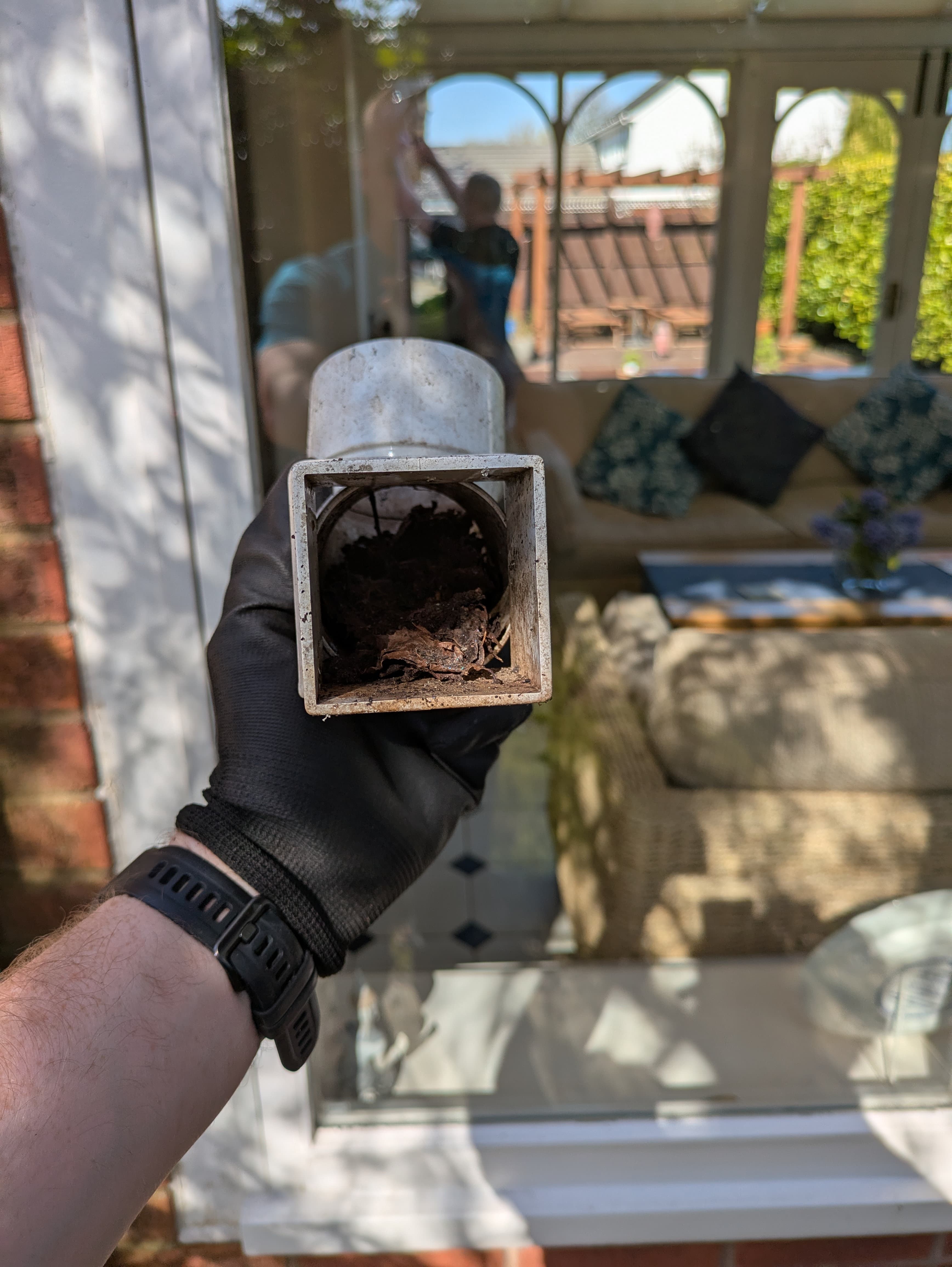 Dirty commercial building facade before cleaning